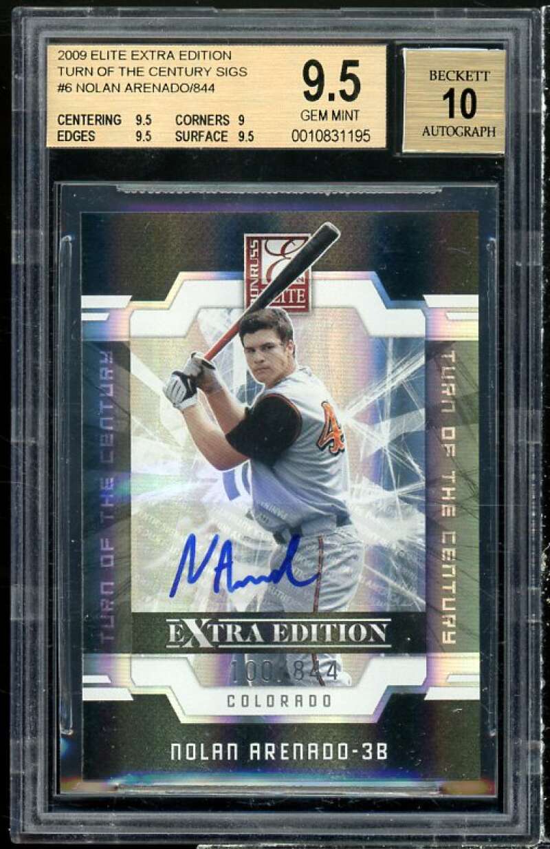 Nolan Arenado Rookie Card 2009 Elite Extra Turn Of Century Signatures #6 BGS 9.5 Image 1