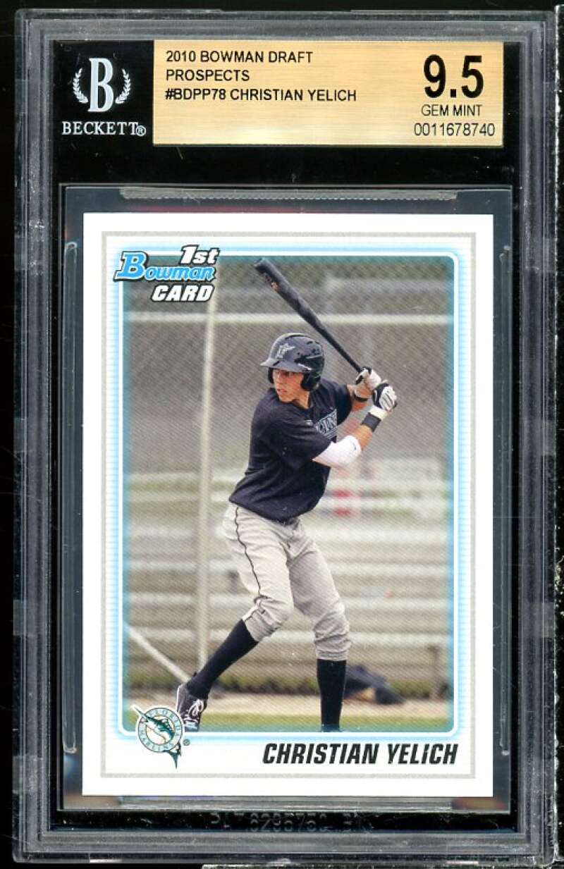 Christian Yelich Rookie Card 2010 Bowman Prospects #BDPP78 BGS 9.5 Image 1