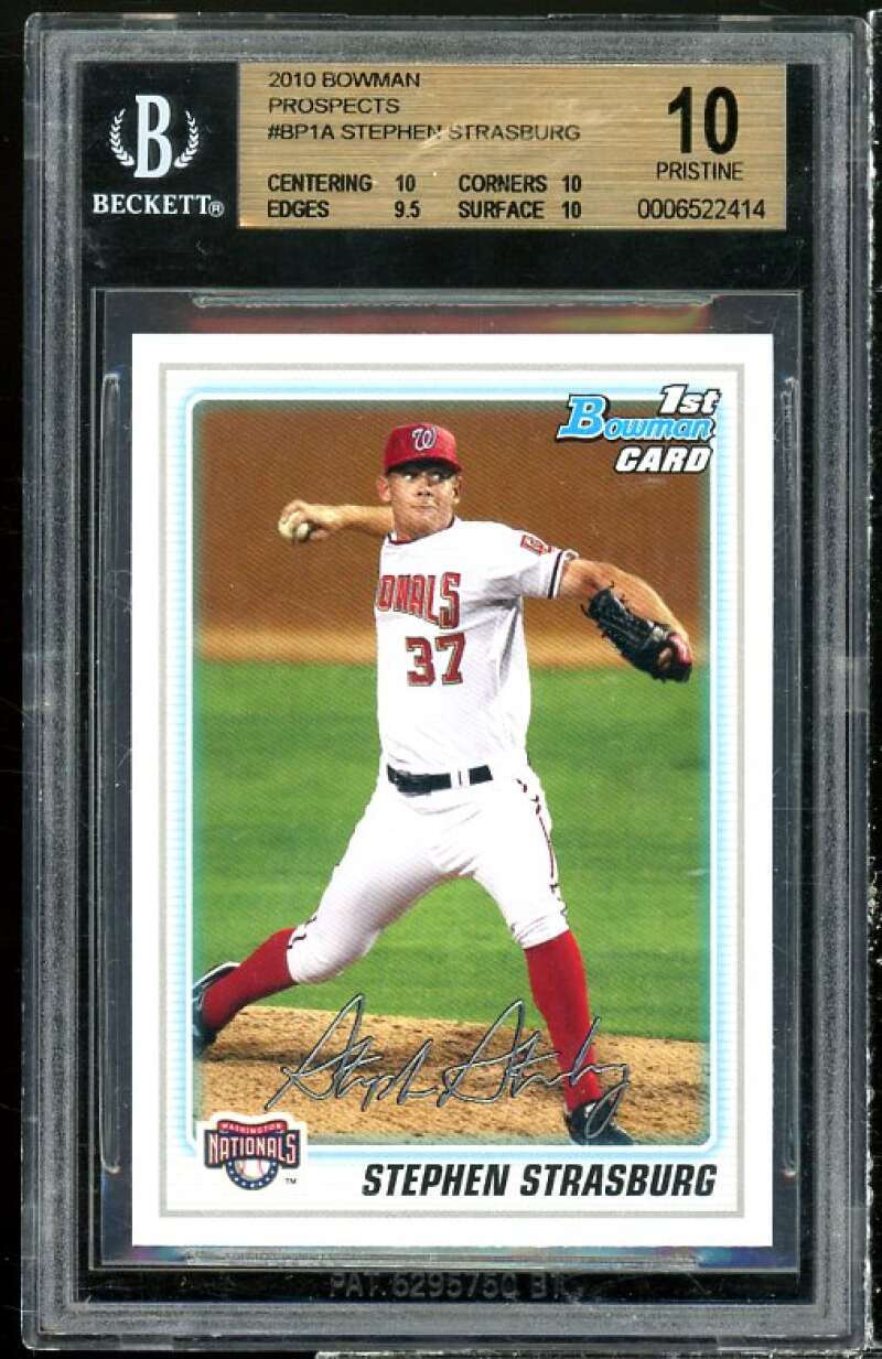 Stephen Strasburg Rookie Card 2010 Bowman Prospects #BP1 (PRISTINE) BGS 10 Image 1