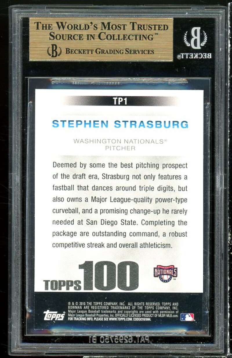 Stephen Strasburg Rookie Card 2010 Bowman Topps 100 Prospects #TP1 BGS 9.5 Image 2