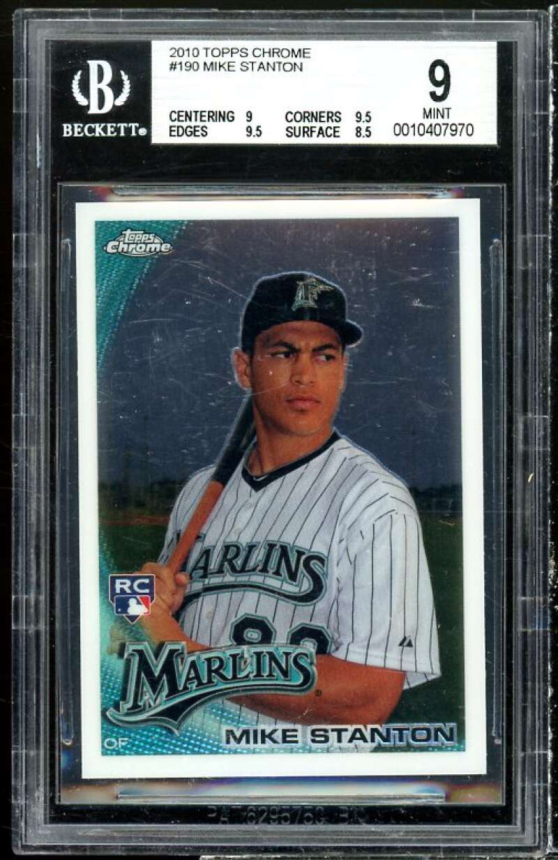 Mike Stanton Rookie Card 2010 Topps Chrome #190 BGS 9 (9 9.5 9.5 8.5) Image 1