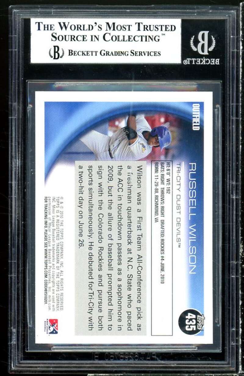 Russell Wilson Baseball Rookie Card 2010 Topps Pro Debut #435 BGS 9 Image 2