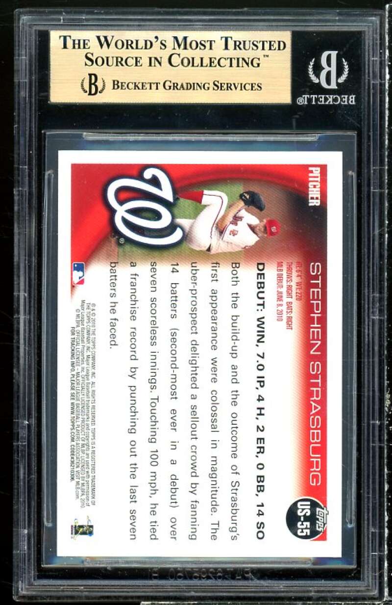 Stephen Strasburg Rookie Card 2010 Topps Update #US-55 BGS 9.5 Image 2