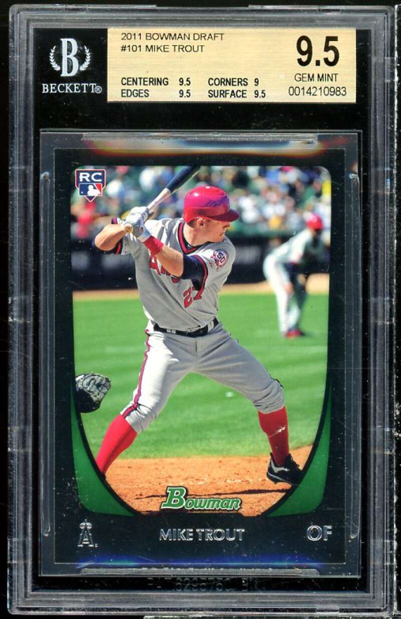 Mike Trout Rookie Card 2011 Bowman Draft #101 BGS 9.5 (9.5 9 9.5 9.5) Image 1