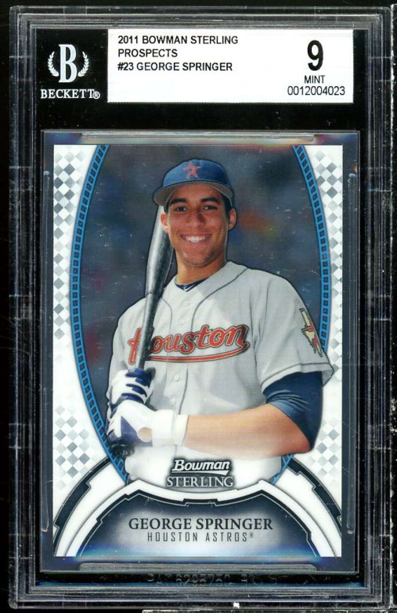 George Springer Rookie Card 2011 Bowman Sterling Prospects #23 BGS 9 Image 1