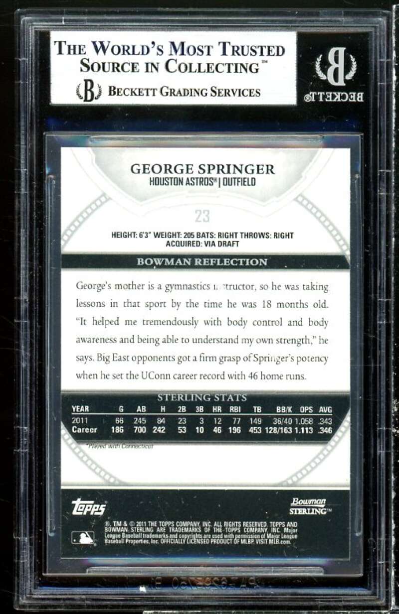 George Springer Rookie Card 2011 Bowman Sterling Prospects #23 BGS 9 Image 2