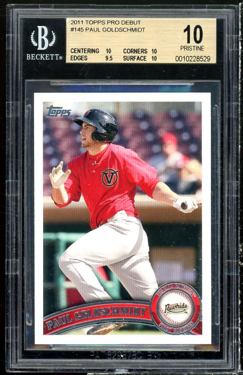 Paul Goldschmidt Rookie Card 2011 Topps Pro Debut #145 (PRISTINE) (pop 1) BGS 10 Image 1