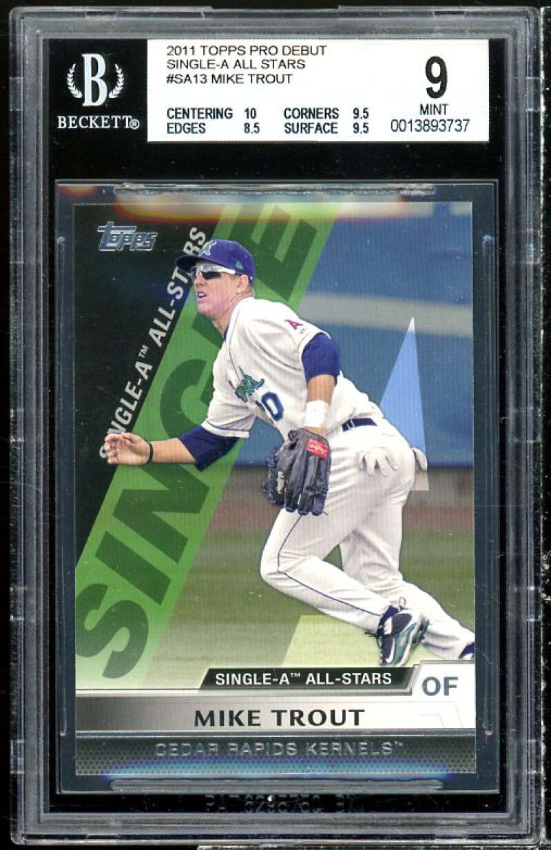 Mike Trout Rookie Card 2011 Topps Pro Debut Single-A All-Stars #sa13 BGS 9 Image 1