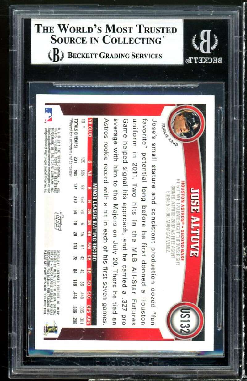 Jose Altuve Rookie Card 2011 Topps Update Missing Topps Logo Foil #US132 BGS 9 Image 2