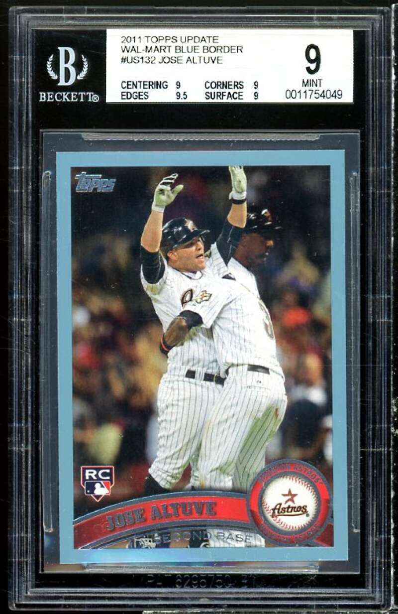 Jose Altuve Rookie Card 2011 Topps Update Wal-Mart Blue #US132 BGS 9 (9 9 9.5 9) Image 1