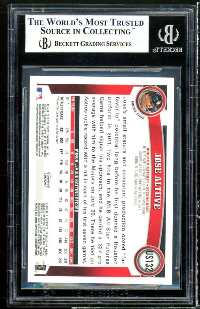 Jose Altuve Rookie Card 2011 Topps Update Wal-Mart Blue #US132 BGS 9 (9 9 9.5 9) Image 2