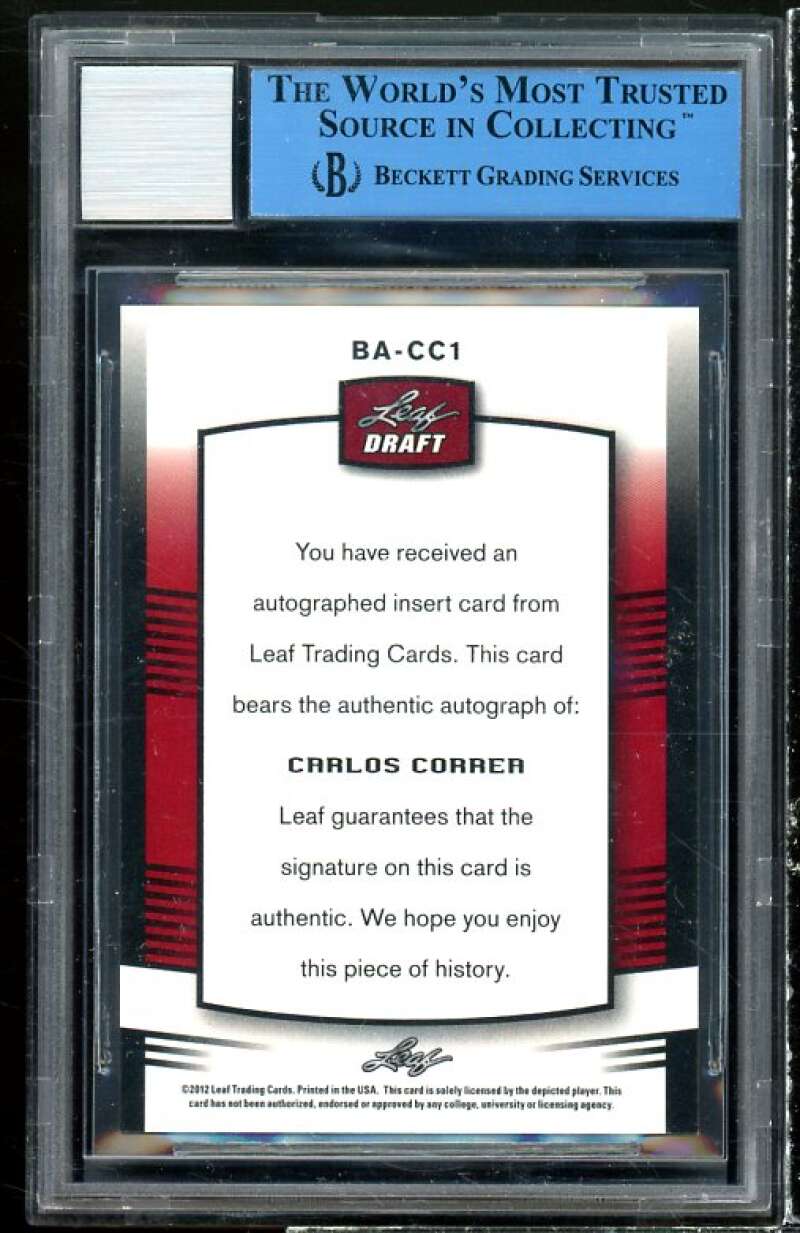 Carlos Correa Rookie Card 2012 Leaf Metal Draft Autograph (5/5) #BA-CC1 BGS Auto Image 2