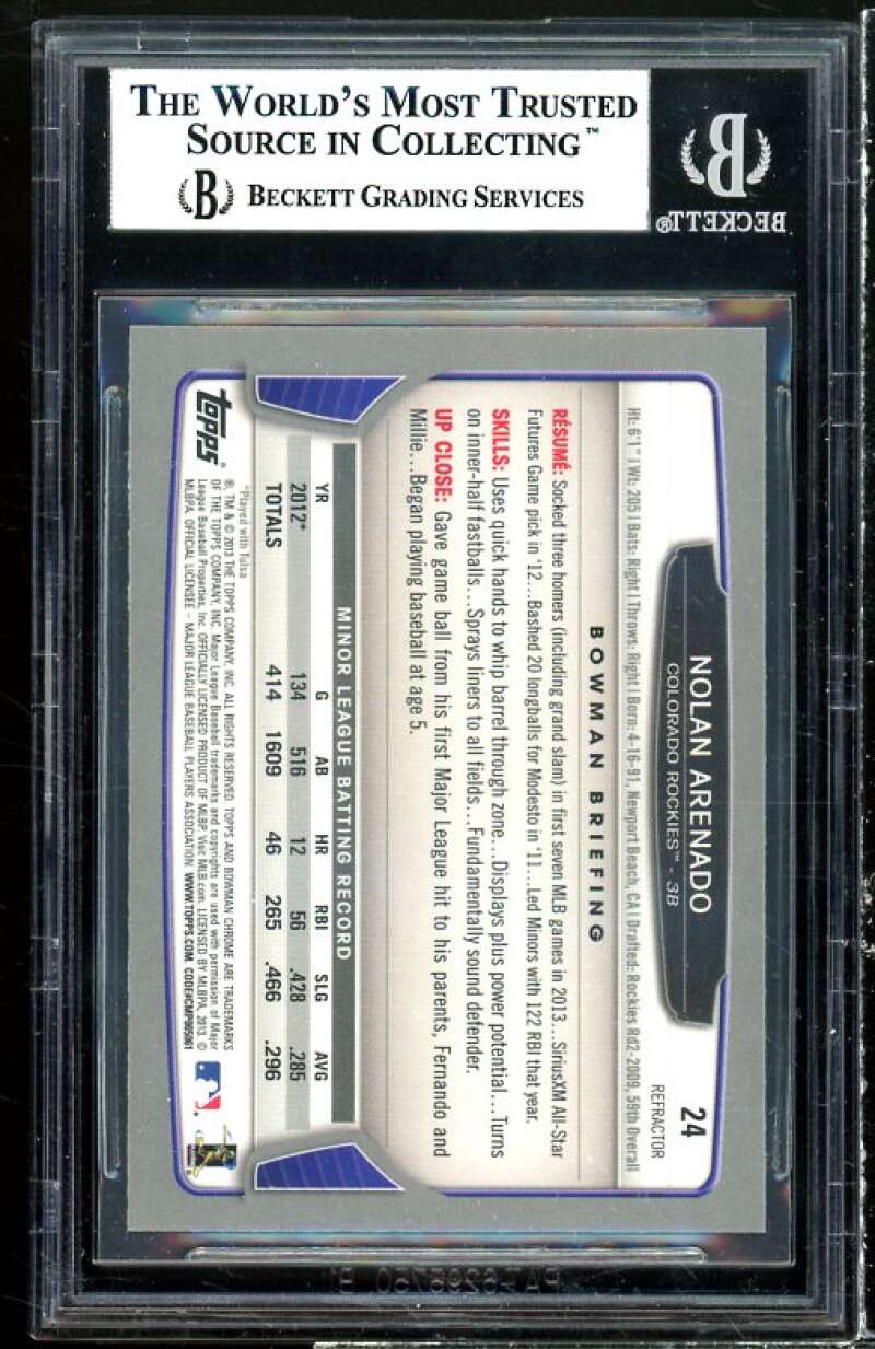 Nolan Arenado Rookie Card 2013 Bowman Chrome Green Refractors #24 BGS 9 Image 2