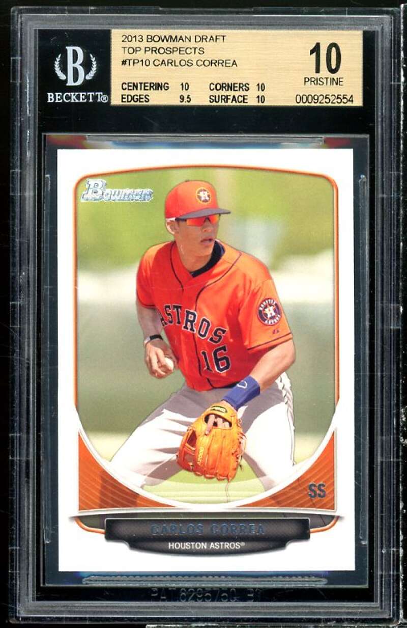 Carlos Correa Card 2013 Bowman Draft Top Prospects #tp10 (PRISTINE) BGS 10 Image 1