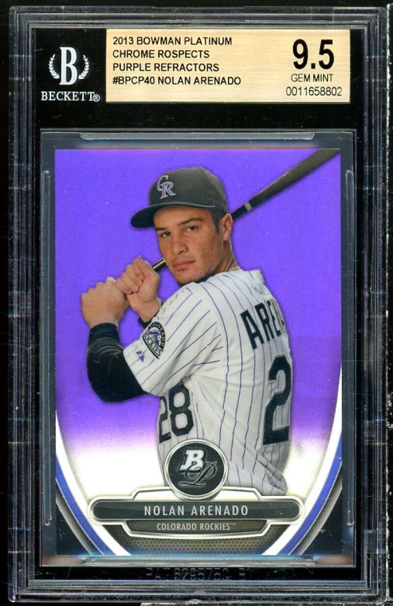 Nolan Arenado Rookie 2013 Bowman Platinum Chrome Prospects Purple #bdp40 BGS 9.5 Image 1