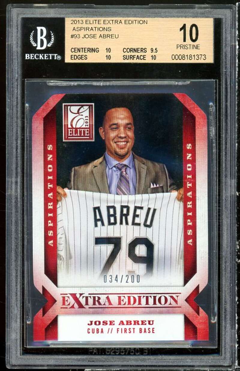 Jose Abreu Rookie 2013 Elite Extra Edition Aspirations #93 (PRISTINE) BGS 10 Image 1