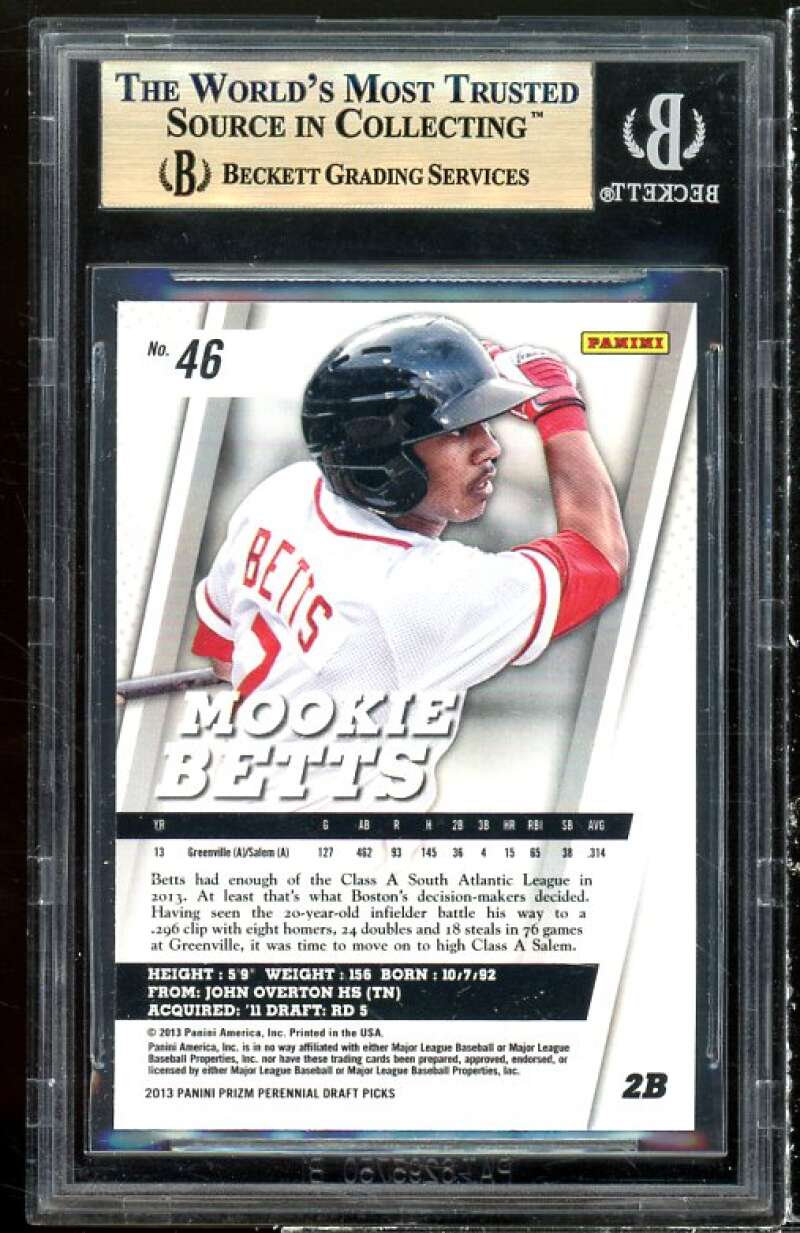 Mookie Betts Rookie Card 2013 Panini Prizm Perennial DP #46 (PRISTINE) BGS 10 Image 2