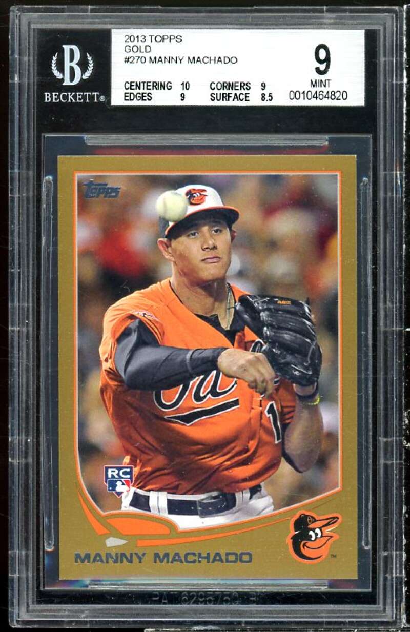 Manny Machado Rookie Card 2013 Topps Gold #270 BGS 9 (10 9 9 8.5) Image 1