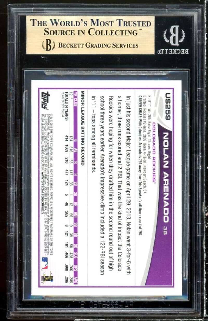 Nolan Arenado Rookie Card 2013 Topps Update Wal-Mart Blue Border #US259 BGS 9.5 Image 2