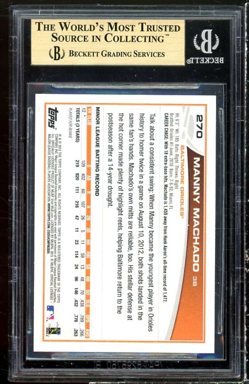 Manny Machado Rookie Card 2013 Topps Update Wal-Mart Blue Border #US259 BGS 9.5 Image 2