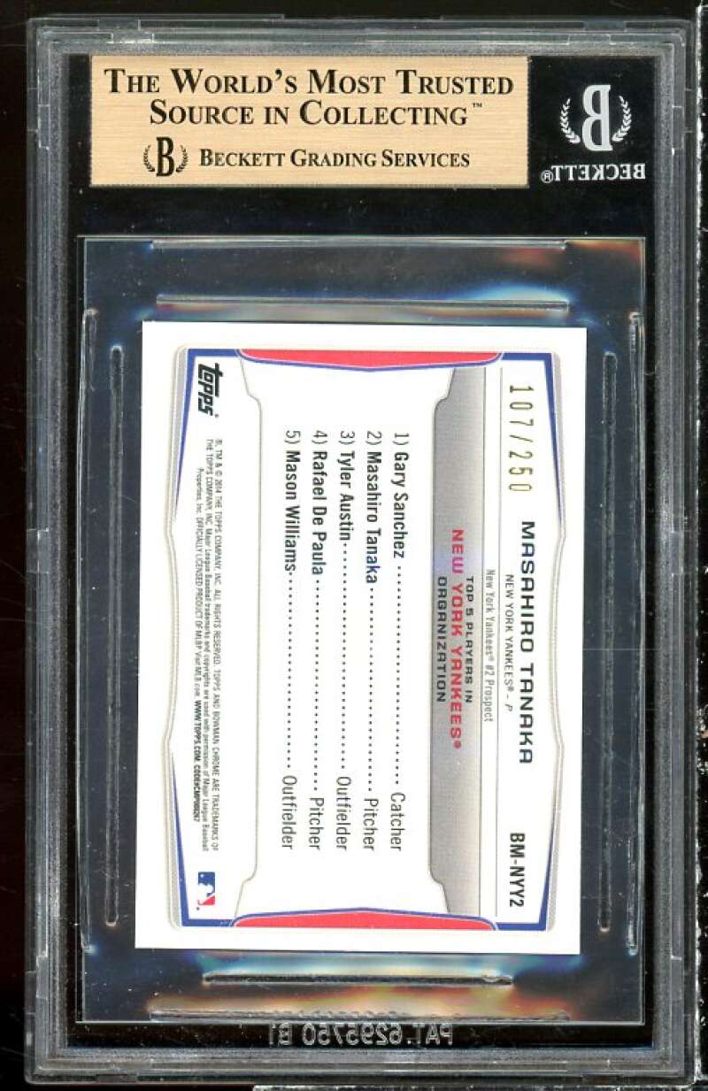 Masahiro Tanaka Rookie 2014 Bowman Chrome Scouts Mini Blue Refractors #1 BGS 9.5 Image 2