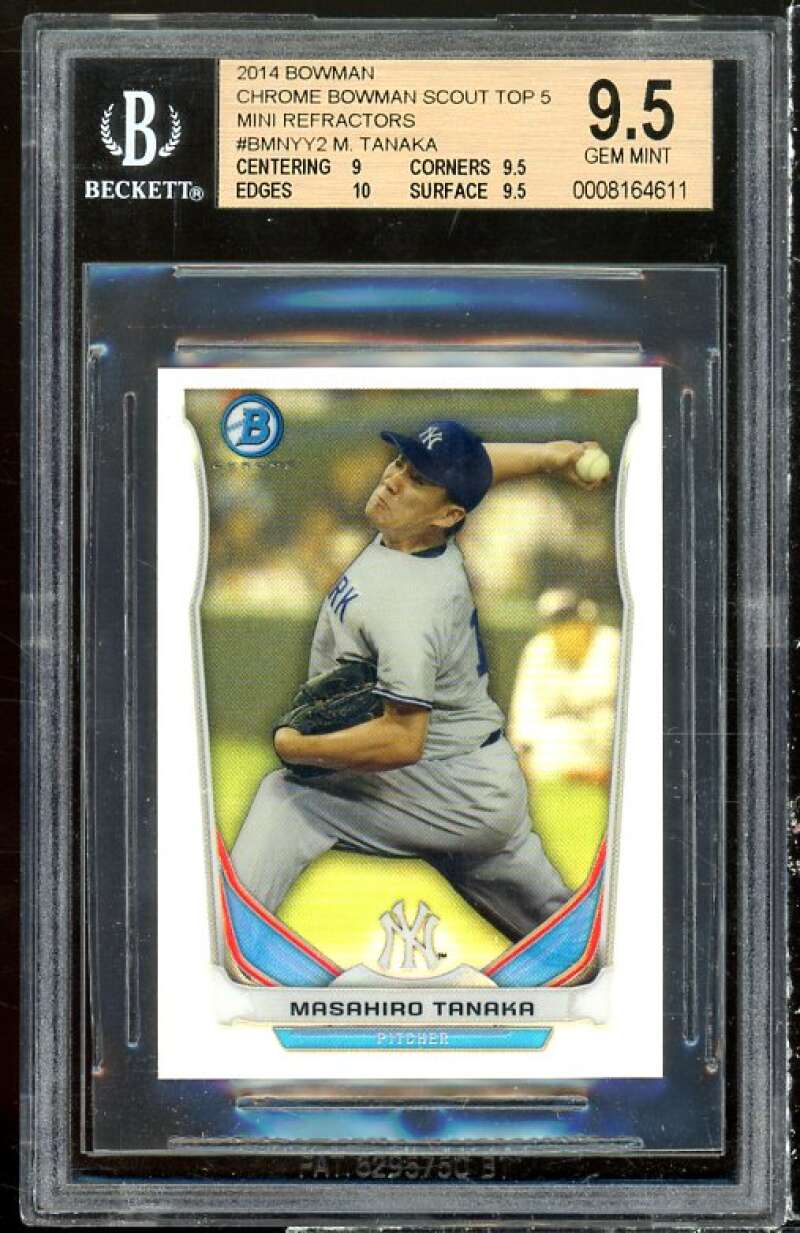 Masahiro Tanaka Rookie Card 2014 Bowman Chrome Scouts Mini Refractors #1 BGS 9.5 Image 1