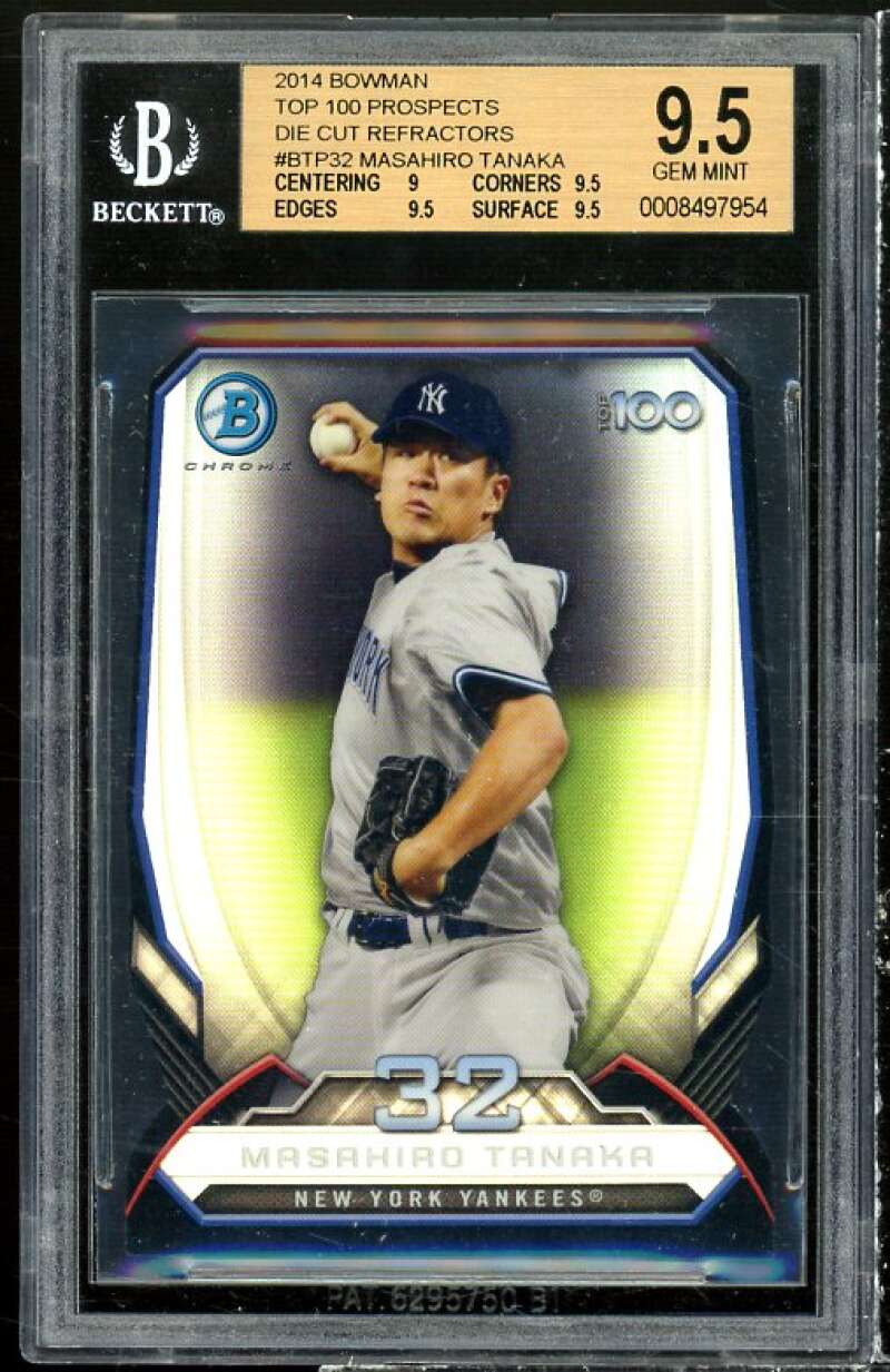 Masahiro Tanaka Rookie Card 2014 Bowman Top 100 Prospects DC Ref #BTP-32 BGS 9.5 Image 1