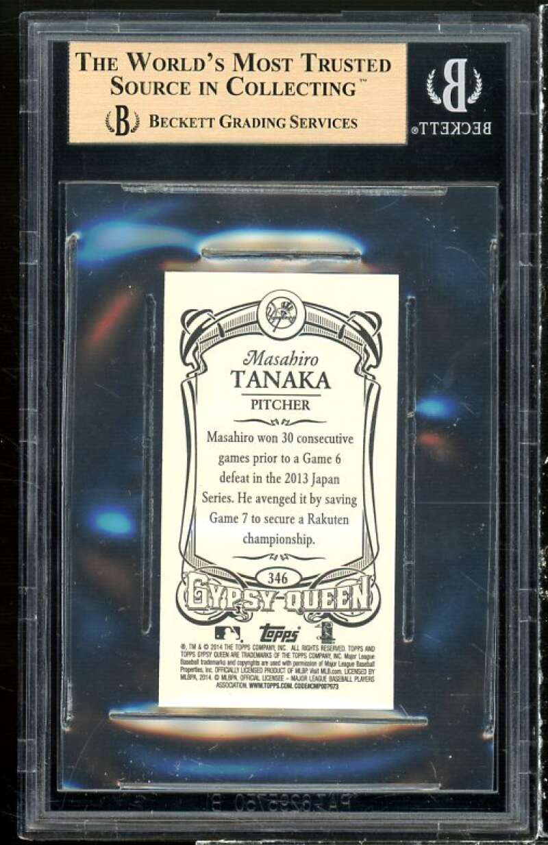 Masahiro Tanaka Rookie Card 2014 Topps Gypsy Queen Mini #346 (PRISTINE) BGS 10 Image 2