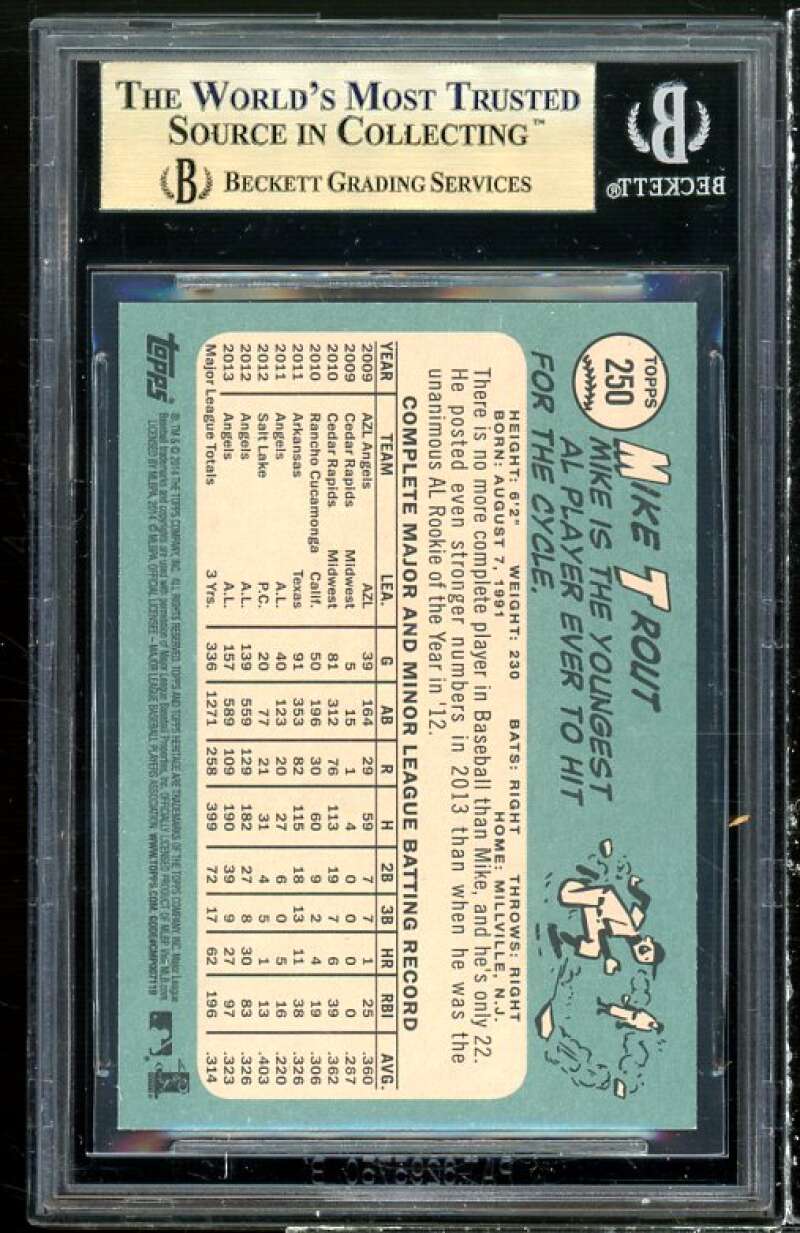 Mike Trout Card 2014 Topps Heritage #250 BGS 9.5 (9 9.5 9.5 9.5) Image 2