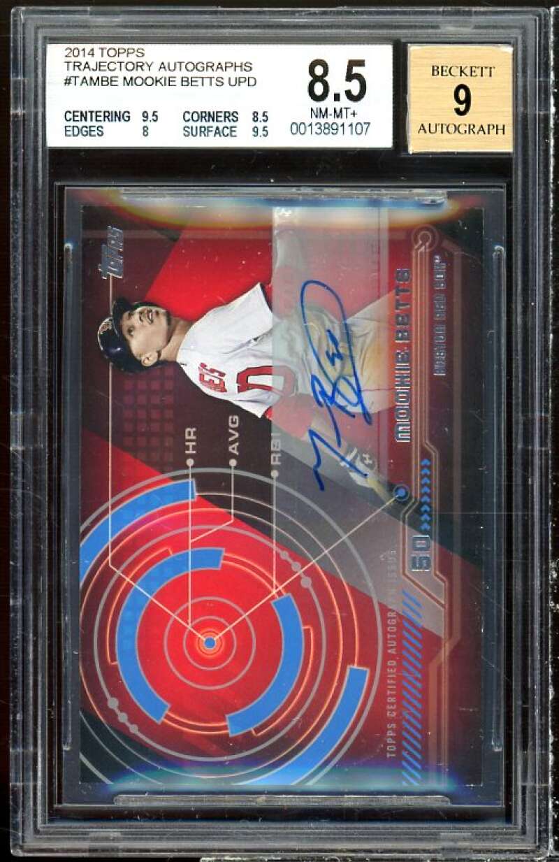 Mookie Betts Rookie Card 2014 Topps Update Trajectory Autographs #TA-MBE BGS 8.5 Image 1