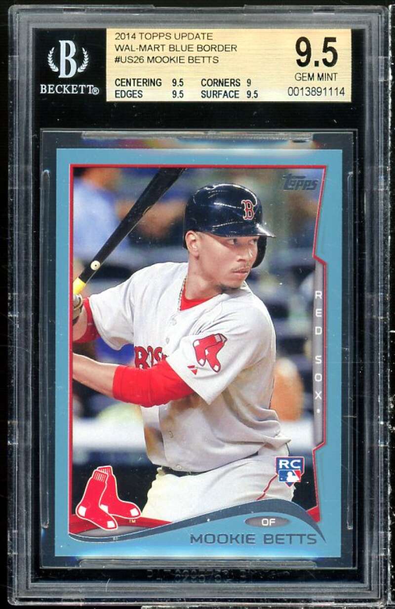 Mookie Betts Rookie Card 2014 Topps Update Wal-Mart Blue Border #US-26 BGS 9.5 Image 1