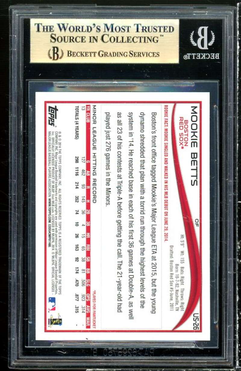 Mookie Betts Rookie Card 2014 Topps Update Wal-Mart Blue Border #US-26 BGS 9.5 Image 2