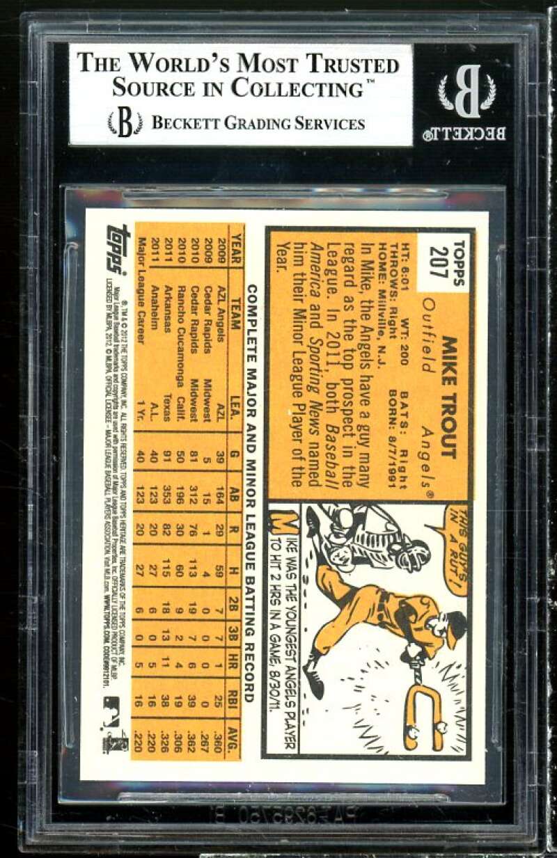 Mike Trout Card 2012 Topps Heritage #207 BGS 9 (8.5 9 9.5 9.5) Image 2