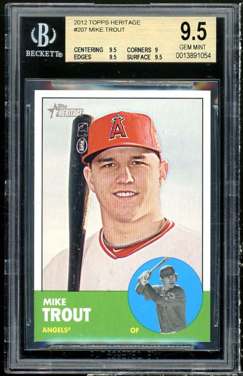 Mike Trout Card 2012 Topps Heritage #207 BGS 9.5 (9.5 9 9.5 9.5) Image 1