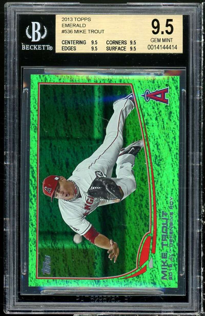 Mike Trout Card 2013 Topps Emerald #536 BGS 9.5 (9.5 9.5 9.5 9.5) Image 1