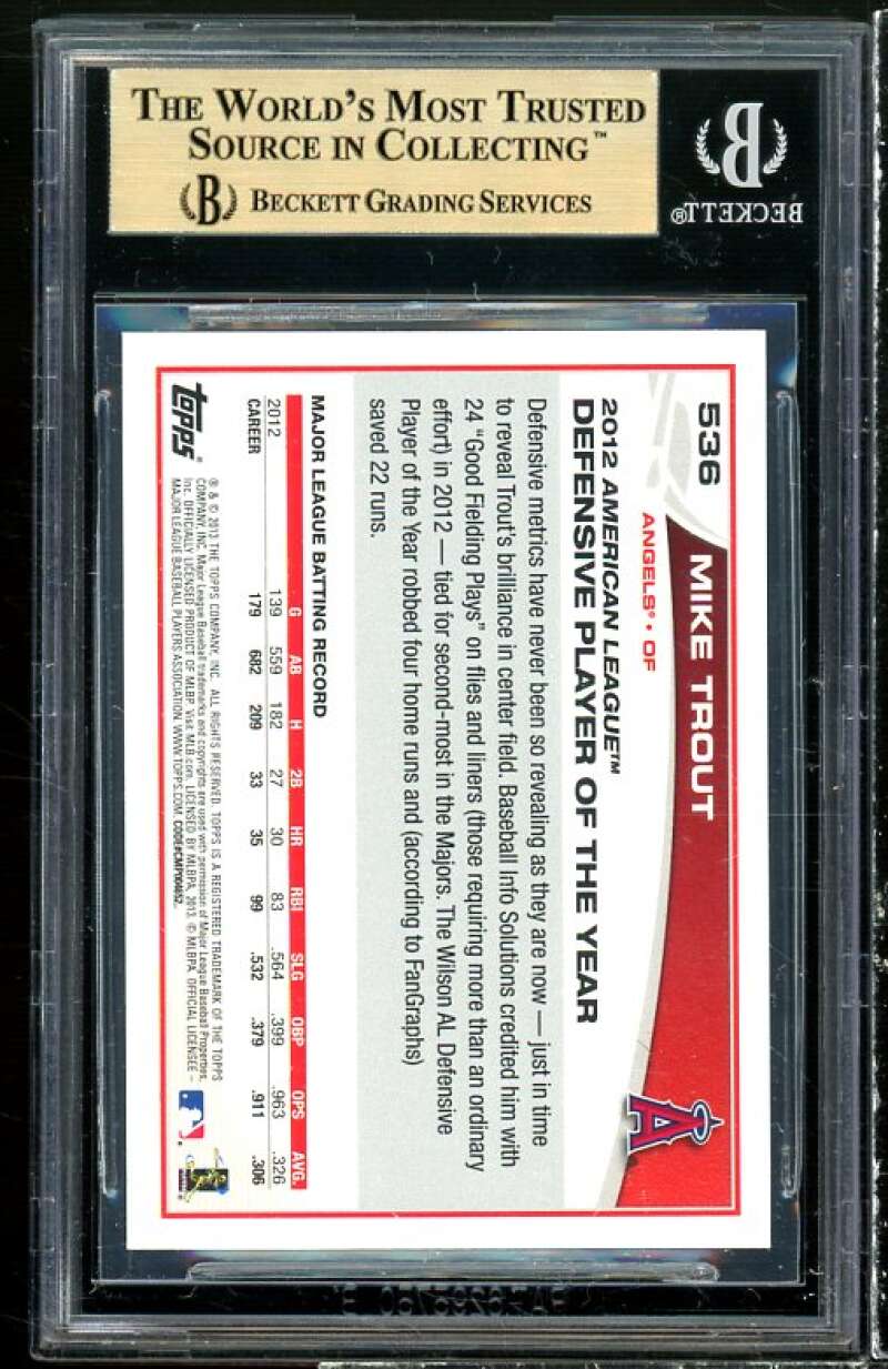 Mike Trout Card 2013 Topps Emerald #536 BGS 9.5 (9.5 9.5 9.5 9.5) Image 2