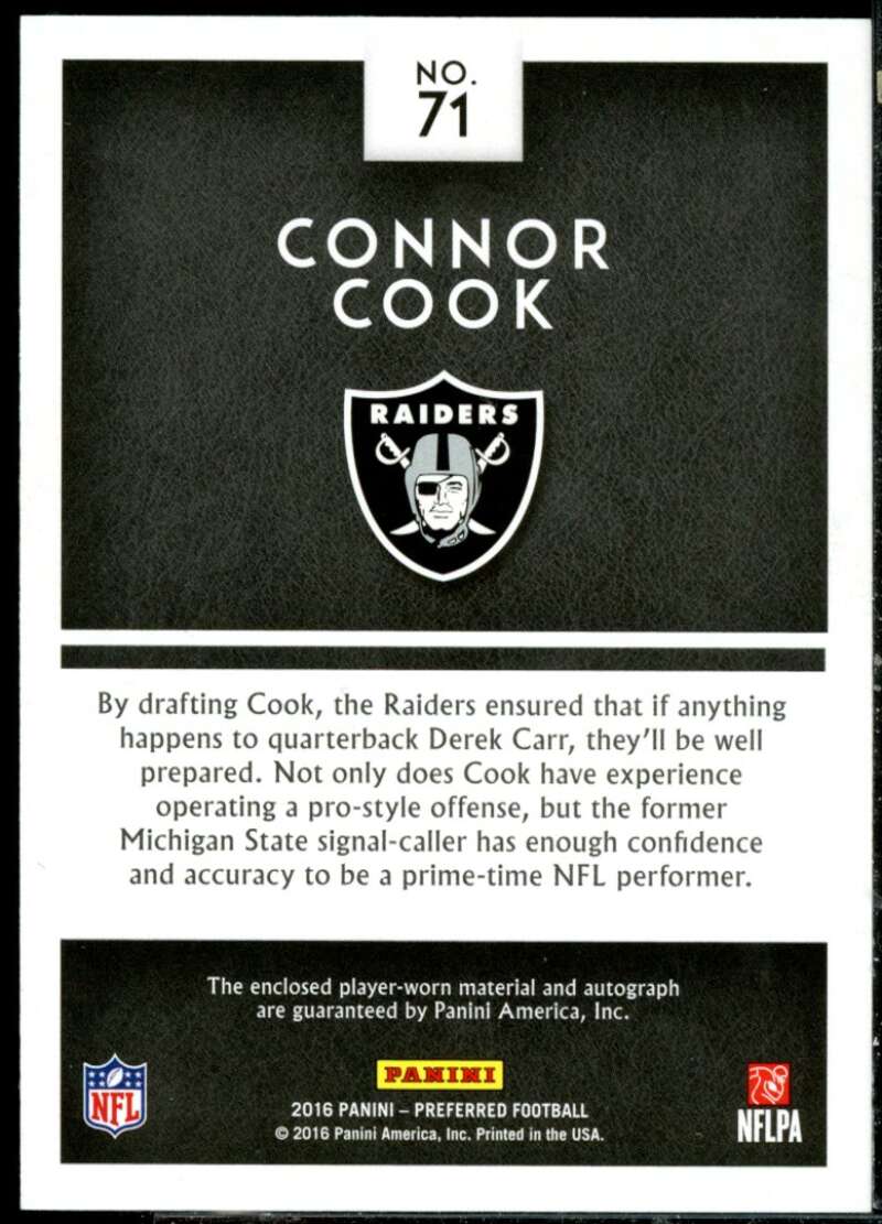 Connor Cook JSY AU Card 2016 Panini Preferred Silhouettes Prime #71  Image 2