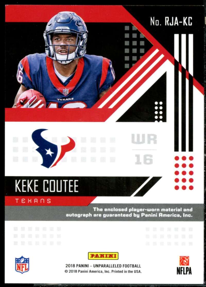 Keke Coutee Rookie Card 2018 Panini Unparalleled Rookie Jersey Autographs #31  Image 2