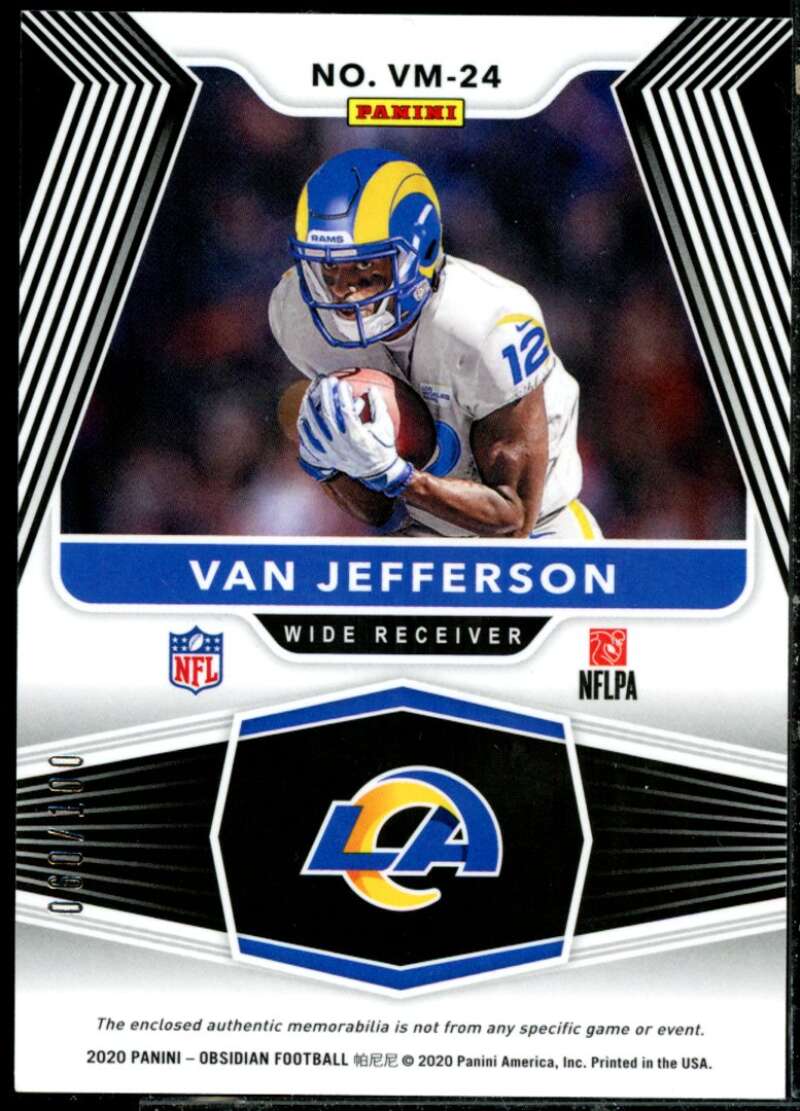 Van Jefferson Rookie Card 2020 Panini Obsidian Volcanic Materials #24  Image 2