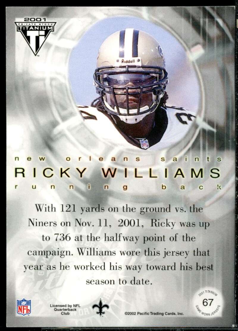 Ricky Williams Card 2001 Titanium Post Season Jerseys #67  Image 2