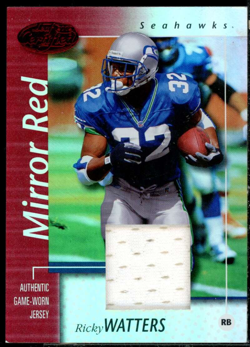 Ricky Watters Card 2002 Leaf Certified Mirror Red Materials #83  Image 1