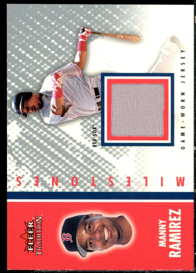 Manny Ramirez Jsy SP Card 2003 Fleer Tradition Milestones Game Used #MR  Image 1