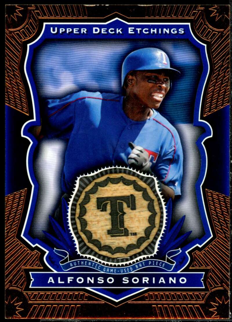 Alfonso Soriano Card 2004 Upper Deck Etchings Game Bat Blue #AS  Image 1