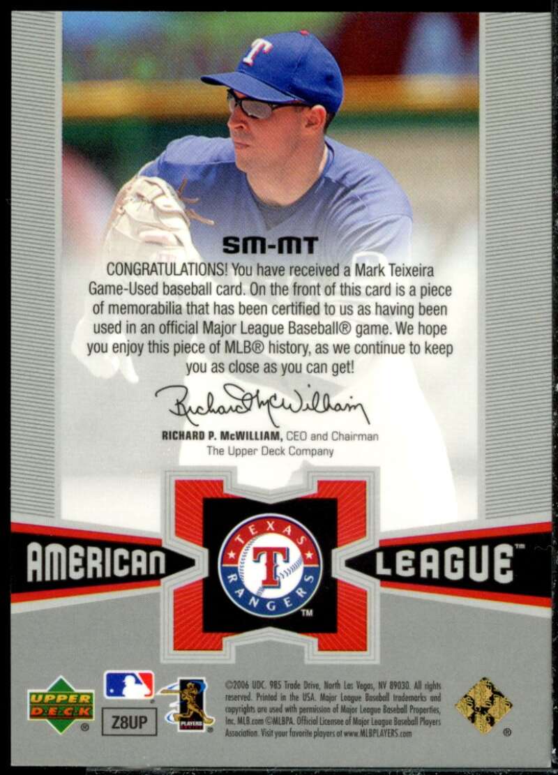 Mark Teixeira Jsy Card 2006 Upper Deck Special F/X Materials #MT  Image 2