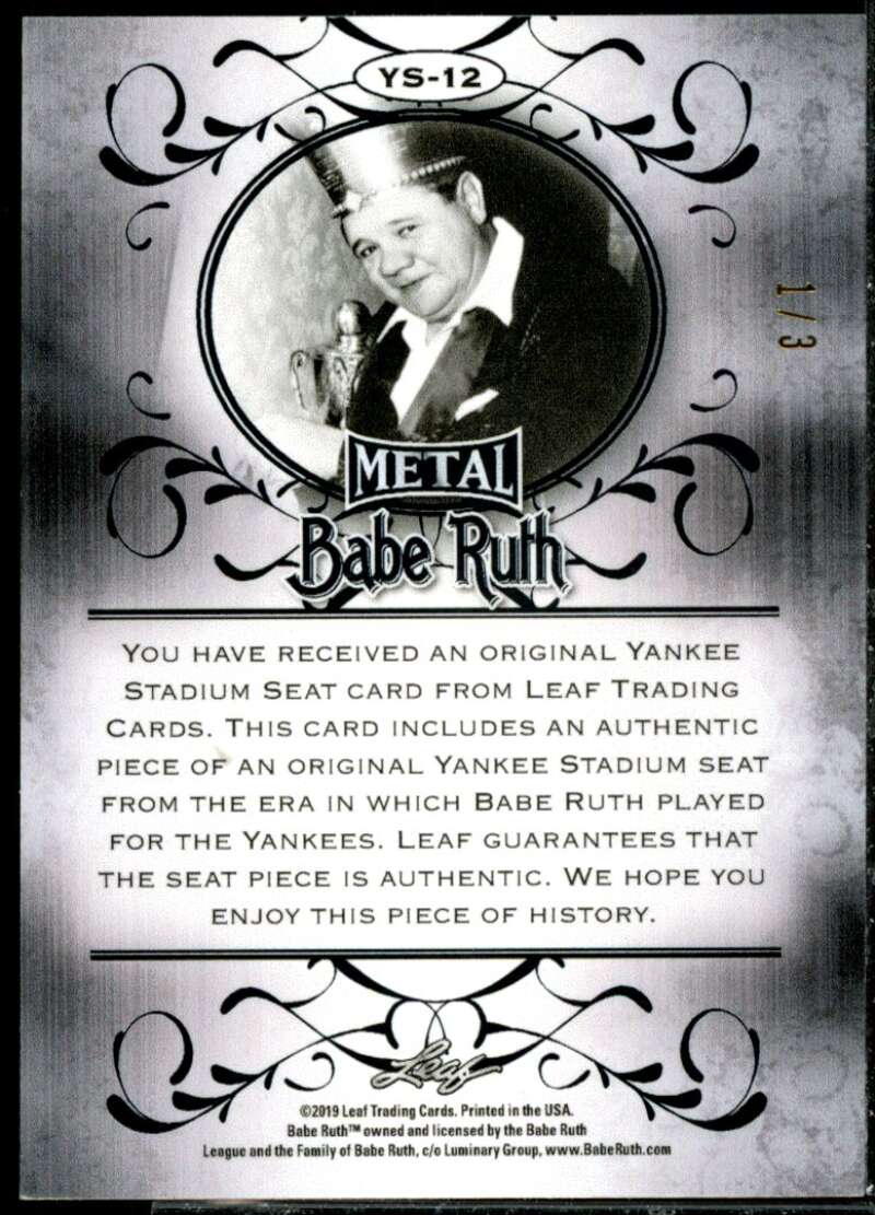 Babe Ruth Card 2019 Metal  Collection Yankee Stadium Seats Wave Green #YS12  Image 2