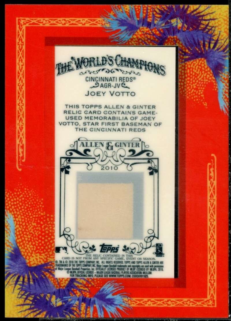 Joey Votto Card 2010 Topps Allen and Ginter Relics #JV  Image 2