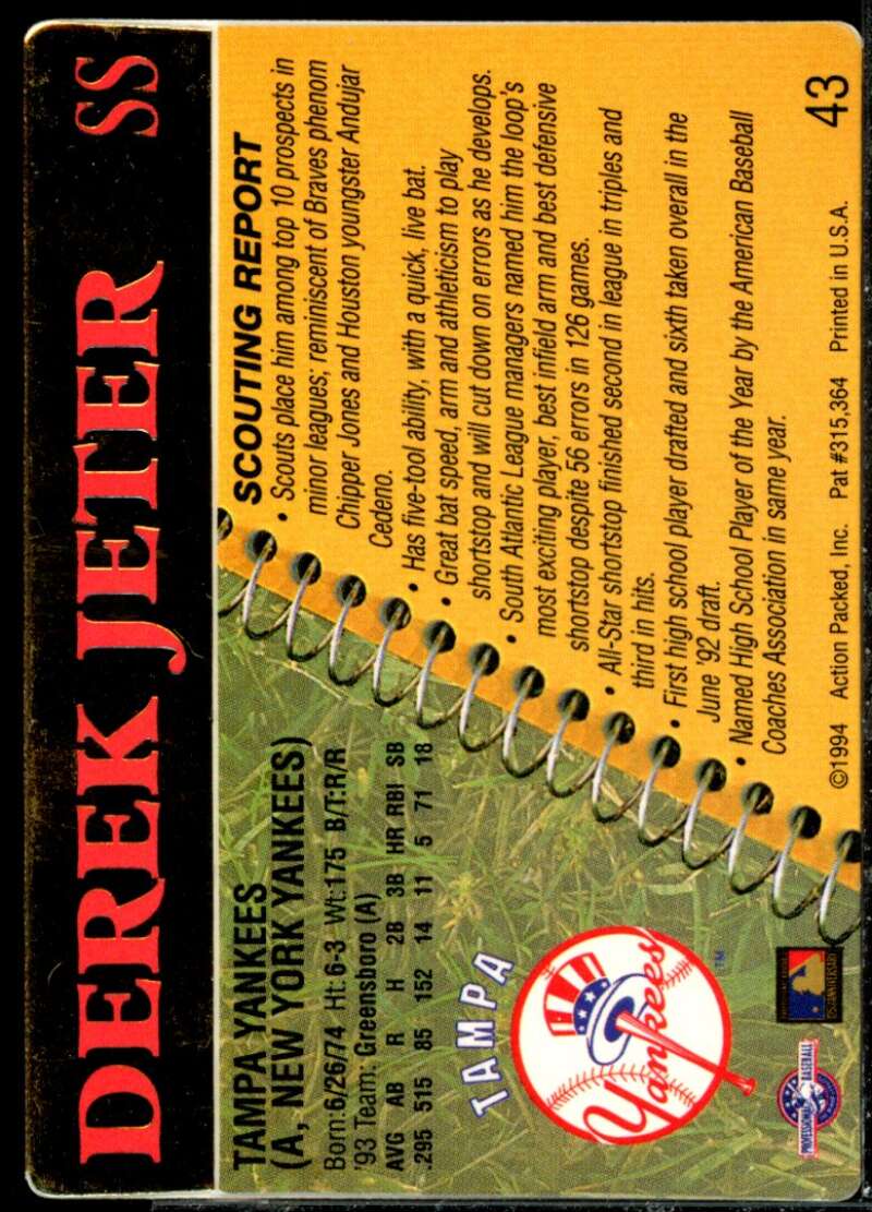 Derek Jeter Card 1994 Action Packed #43  Image 2