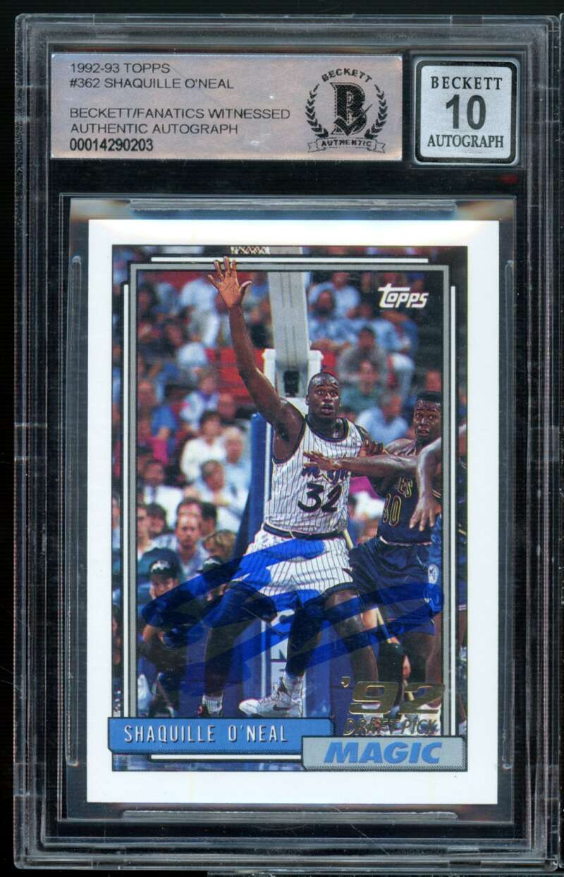 Shaquille O'Neal Rookie Card 1992-93 Topps #362 BGS 10 Autograph Image 1