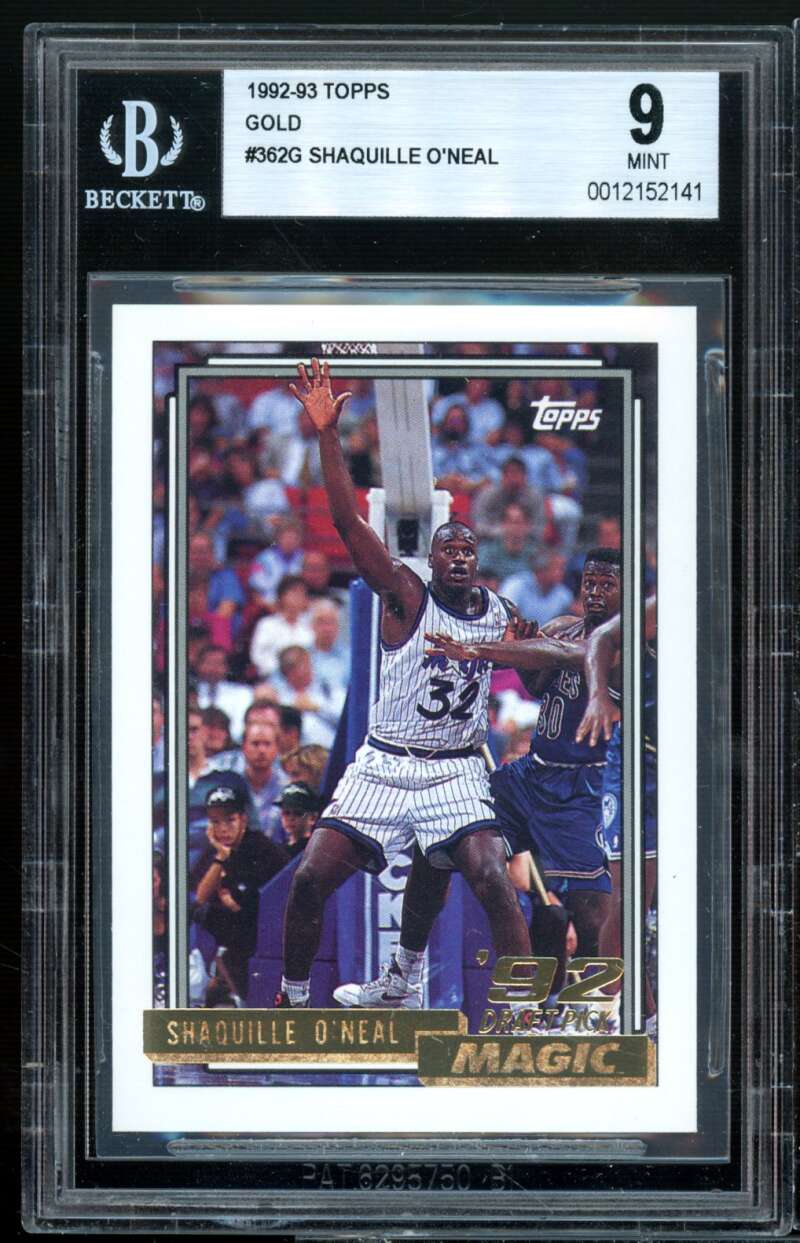 Shaquille O'Neal Rookie Card 1992-93 Topps Gold #362 BGS 9 Image 1