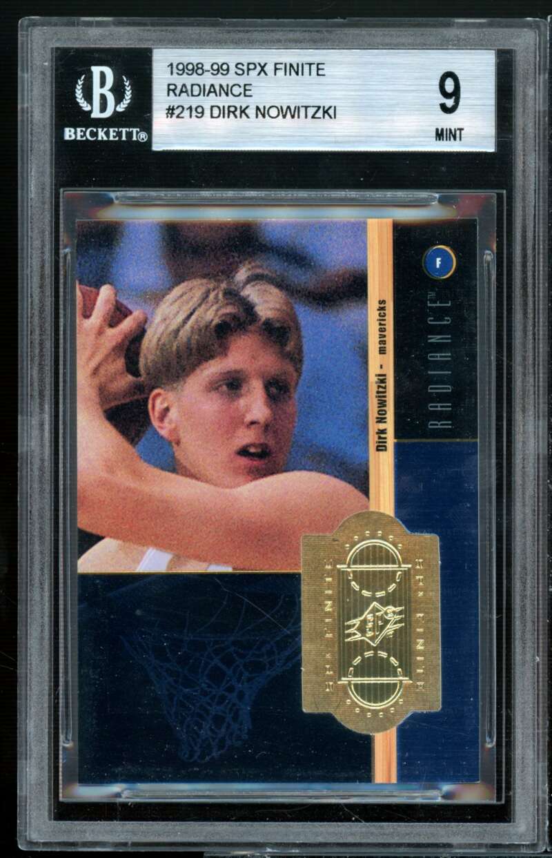 Dirk Nowitzki Rookie Card 1998-99 SPX Finite Radiance #219 BGS 9 (9.5 9 8.5 9) Image 1